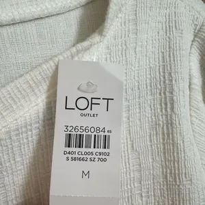 LOFT Ivory Cream Textured Peplum Button Wrist Top Blouse‎ Med NWT thumbnail 7