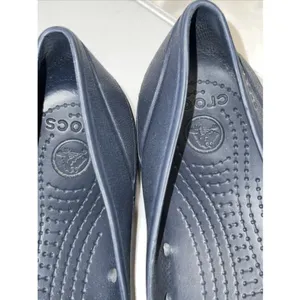 Crocs Cap Toe Flat Navy Silver Metallic Accent Ballet Slip On Shoes Women 10 thumbnail 8