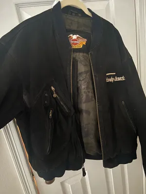 Black suede vintage Harley Davidson jacket  thumbnail 1