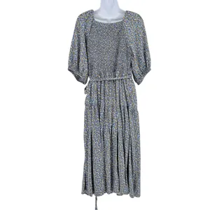 Old Navy Floral Maxi Wrap Dress Sz L Boho Peasant Cottage Ditsy Floral Romantic thumbnail 8