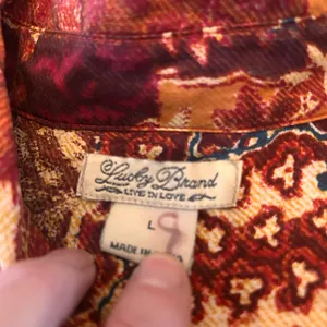Lucky Brand boho 100% silk button down Size Large thumbnail 6