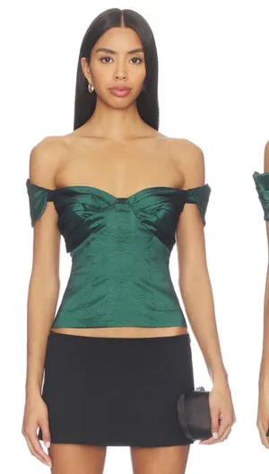 REVOLVE Lovers + Friends Colette Top in Emerald Green Size Large thumbnail 1