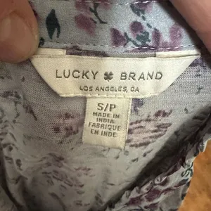 Lucky Brand purple floral ruffled boho S fairy core blouse thumbnail 3