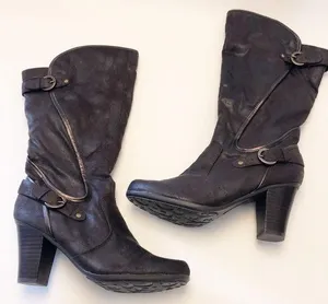 Madison Buckled Vegan Leather Boots Size 7.5 thumbnail 1