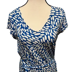 Boden Amelie Jersey Cap Sleeve Belted Dress Soft Stretch Blues White Size 10 thumbnail 5