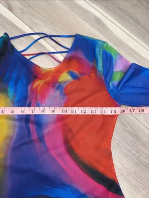 Zara multicolored tulle mesh long sleeve mini dress criss cross back size medium thumbnail 5
