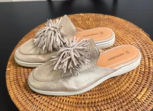 Johnston‎ & Murphy Metallic Gold Leather Tassel Mules Loafers 8M 78-14863 thumbnail 1