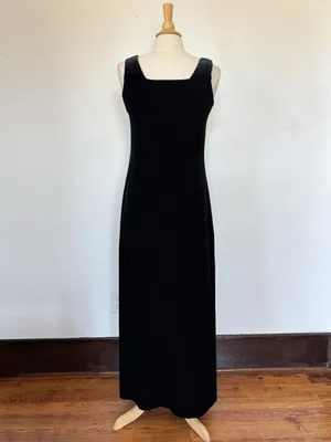 Rhapsody Vintage 90s Classic Black Velvet Sleeveless Maxi Dress thumbnail 7