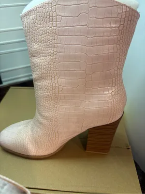 Journee Collection Brekinn Pink Croc Heeled Ankle Boots Size 9 thumbnail 4
