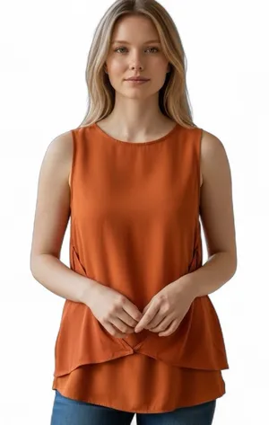 Theory Sleeveless Burnt Orange Sienna Tank Blouse Top M thumbnail 1