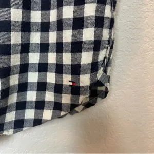 TOMMY HILFIGER Navy & Cream Gingham Button Down Collared Top Size M thumbnail 7