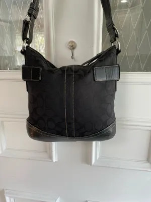 Vintage Coach Soho Signature Canvas Buckle Duffle Bag 3574 Black ORIGIN RECEIPT thumbnail 5