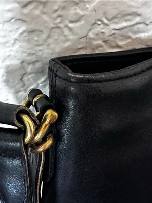 Vintage Coach Equestrian Slim 9306 Black Glove Tan Leather Shoulder Bag USA 1997 thumbnail 8