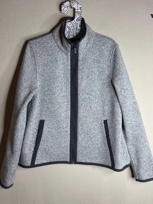 Lululemon Its Fleecing Cold Zip Up Heathered White/Dark Carbon size 8 thumbnail 2