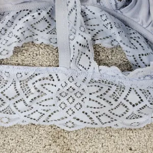 Aerie Lace Bralette Womens S Blue Padded Adjustable Crossed Strap Lingerie Top thumbnail 9