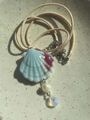 Handmade ceramic shell pearl boho beach necklace🐚☀️🌊 thumbnail 5