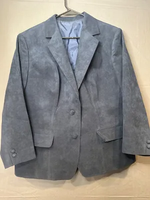 Vintage Tak Tak Tailor Hong Kong Women’s Navy Blue Suede-Look Blazer Jacket thumbnail 1