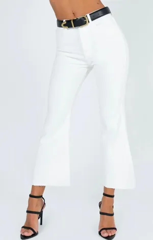 Princess Polly Faye Cropped Jeans In White Denim thumbnail 1