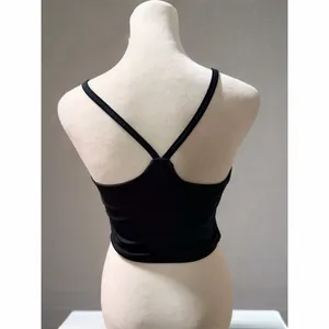 Series 8 Tank Top Womens M Black Cropped Cami Built-In Shelf Bra Stretch thumbnail 3