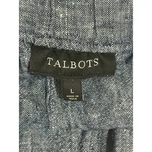 Talbots Womens Navy Blue 100% Linen Drawstring Tassel Shorts Size Large L thumbnail 3