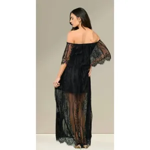 HYFVE NEW Women Black Large Off the Shoulder Lace Dress Whimsigoth Coquette Chic thumbnail 3
