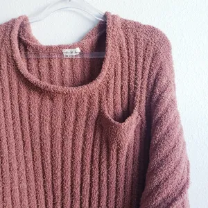 POL Ribbed Fuzzy Knit One Sholder Chunky Sweater thumbnail 3