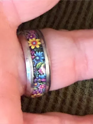 Floral Enamel Stainless Steel Band Ring - Multicolor thumbnail 4