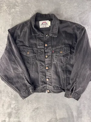 vintage 90s levi’s 77598-0260 black denim trucker jacket men’s M boxy thumbnail 2