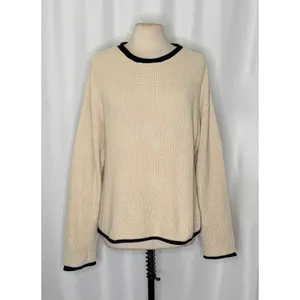 BALTIC BORN Beige‎ Ivory Black Pullover Sweater Rolled Edges Knitwear Large thumbnail 2