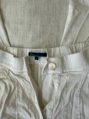 Shore Brand white wide leg linen blend pants thumbnail 3