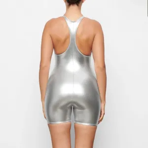 Skims Women Nickel Metallic Swim Cycle Suit NWT Size S ( Sold Out) thumbnail 3