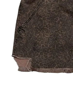Free People womens size 8 animal print overall jumper distressed dress denim thumbnail 4