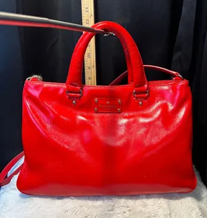 Kate Spade New York Red Patent Leather Satchel Crossbody Bag Gold Hardware thumbnail 1