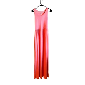 Tall Boutique Maxi Dress S/M Coral Orange Flowy Sleeveless Vacation Beeson River thumbnail 3