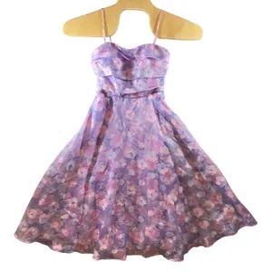 434 | Hello Molly Purple Floral Organza Fit & Flare Midi Dress Women‎ Small Prom thumbnail 1