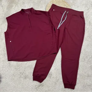 Figs Scrubs Set Zamora Jogger Pants XXLT & Rafaela Oversized Top Burgundy XL thumbnail 3