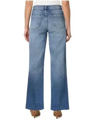 Kensie The Kaya High Rise Wide Leg Jeans blue raw frayed hem size 6 Casual thumbnail 2