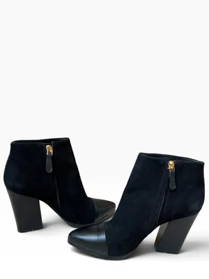 Tory Burch Rivington 100 Black Suede Cap-Toe Ankle Boots thumbnail 5