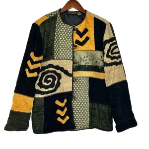 VINTAGE 90's Jacket Wearable Art Size Small Art To Wear Tapestry Lined kitschy thumbnail 2