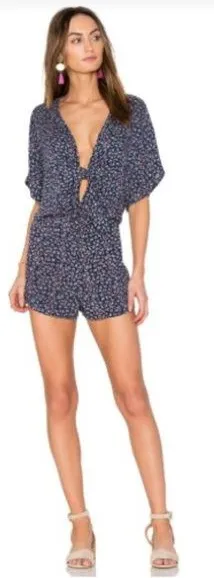 Rails Minka Wildflower Floral Tie Front Romper Navy Size S thumbnail 1