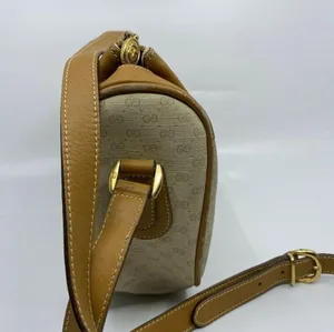 GUCCI Vintage Beige Coated Canvas/ Leather Crossbo thumbnail 2