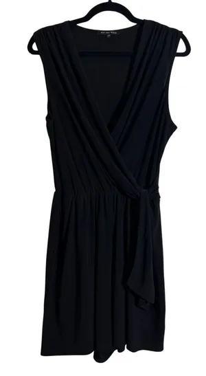 Nik and Nash Women's Size Large Black Sleeveless Faux-Wrap V-Neck Romper thumbnail 1