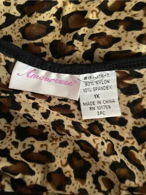 Amoureuse 90s Y2K Vintage Leopard Mesh Embroidered Maxi Lingerie Slip Dress 1X thumbnail 3