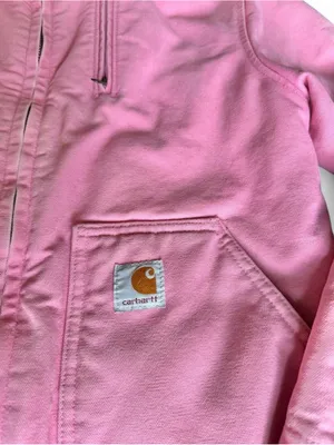 VTG Carhartt Women's RARE Pink Sherpa Lined WIP Work Jacket Size M WJ022 PKR thumbnail 13