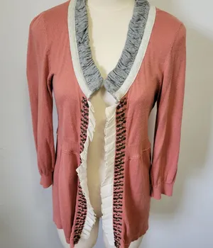 Bke Boutique blush pieced fabric cardigan size large thumbnail 1