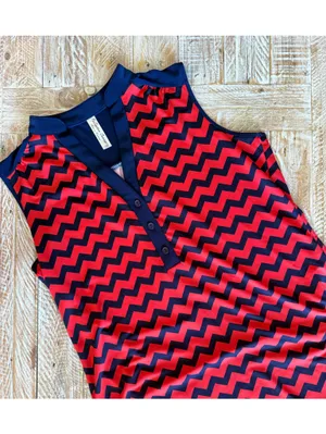 🌟 PerSeption Concept Chevron Striped Summer Tunic 🌟 ~medium Red thumbnail 4
