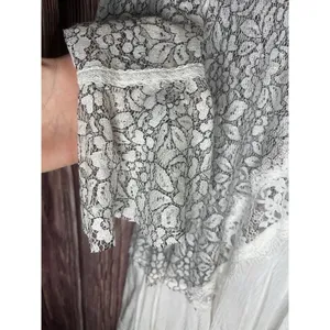 Free People Tell Tale Floral Lace Black & White Asymmetric High Low Dress size M thumbnail 6