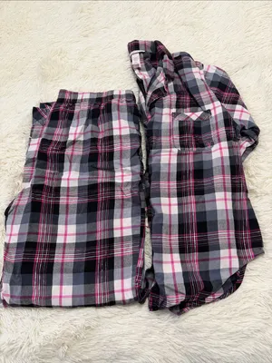 Victoria's Secret Black, White & Pink Plaid Pajama Set thumbnail 7
