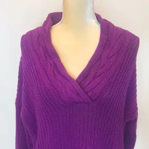 Lauren Ralph Lauren Chunky Knit Oversized‎ V-neck Sweater size large ladies thumbnail 2