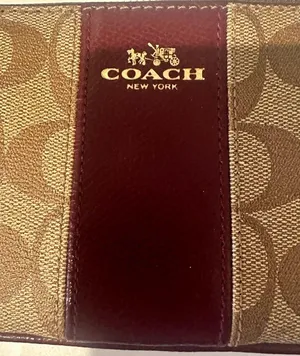 COACH Corner Zip Wristlet in Signature Khaki PVC and Sherry Leather RARE Color thumbnail 3